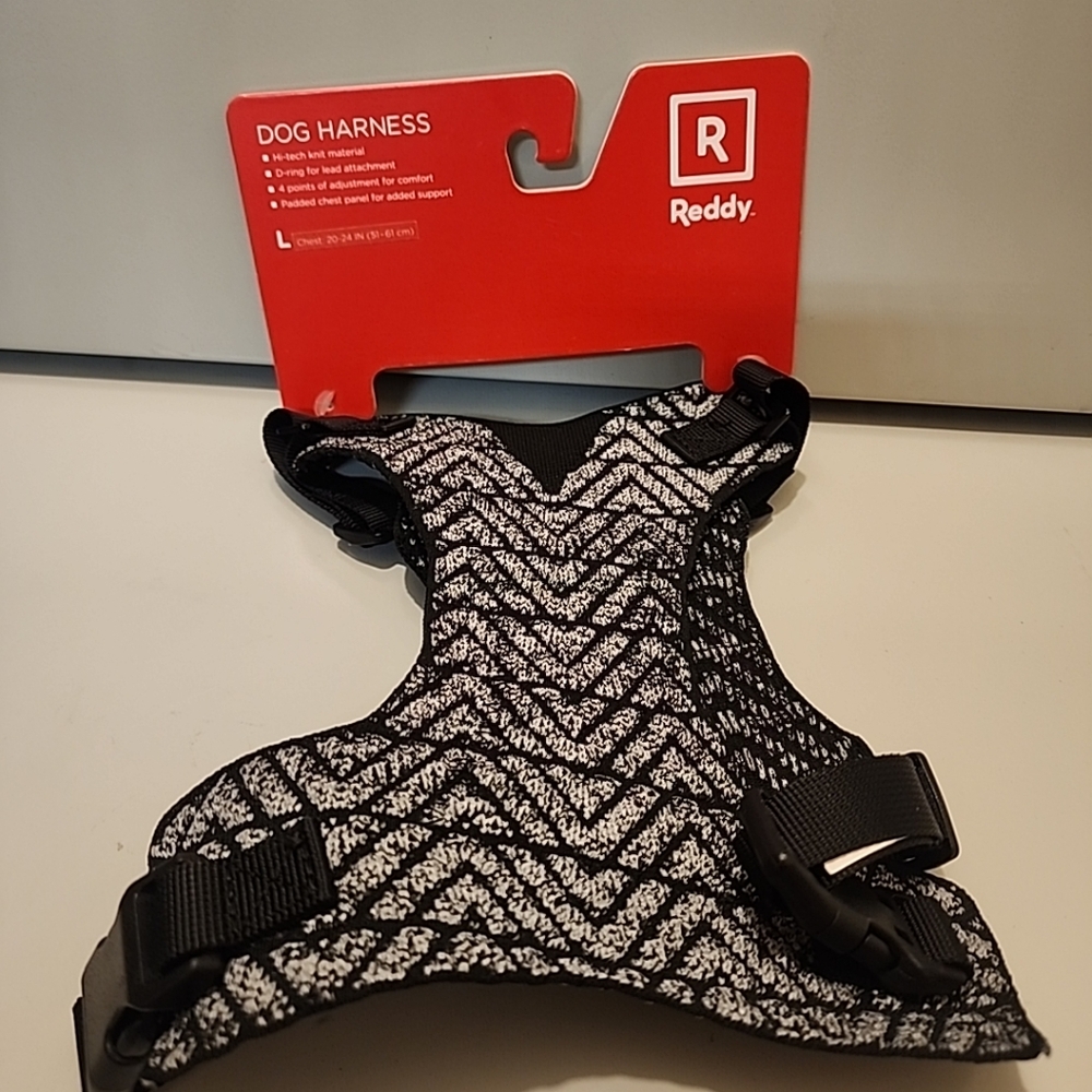 New Reddy Black and Grey Hi-Tech Knit Dog Harness Large L Size 20-24" 51-61cm